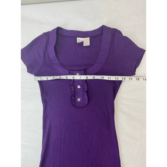 Vintage Y2K Aqua Rhinestones Fitted Ribbed 2000s Made USA Scoop Neckline Small - Picture 5 of 7